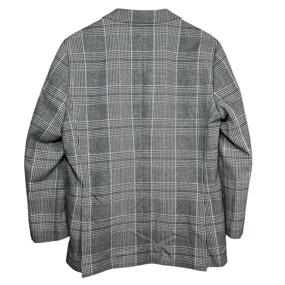 Seig Mens Black and White Plaid Checkered Blazer Houndstooth Large Made in Korea - Picture 2 of 16